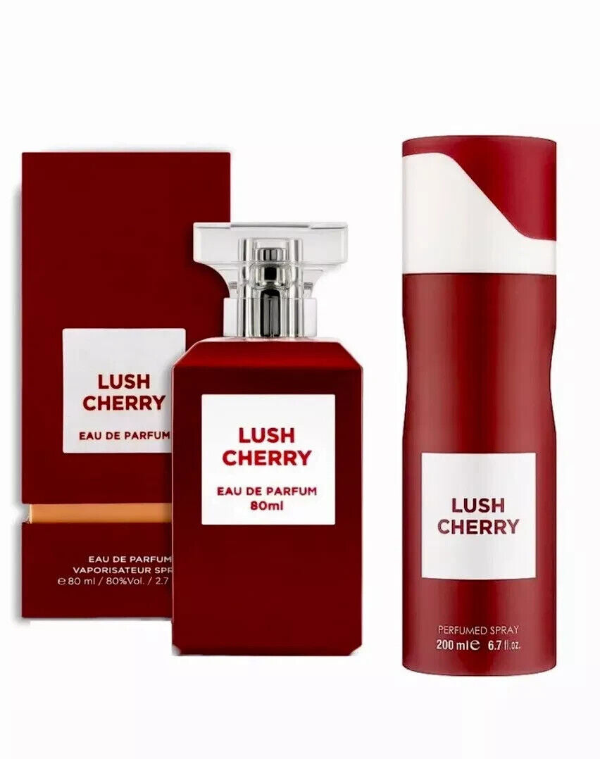 Lush Cherry | Unisex EDP 80ml | By Fragrance World - With Free 200ml Deodorant